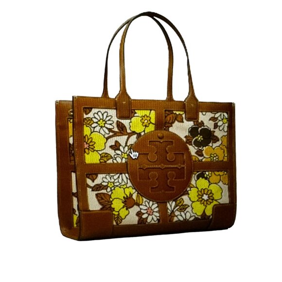 Tory Burch Ella Printed Quadrant Tote in Pink Wallpaper Floral - Picture 1 of 16